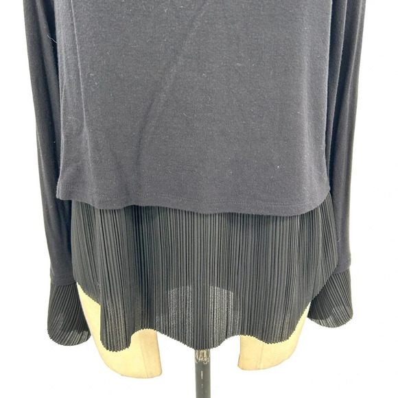 Generation Love Knit Pleated Hem Layered Long Sleeve Sweater Top Black Medium - Picture 3 of 9